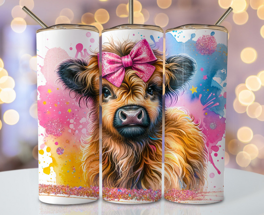 20oz tumbler - Colorful cow