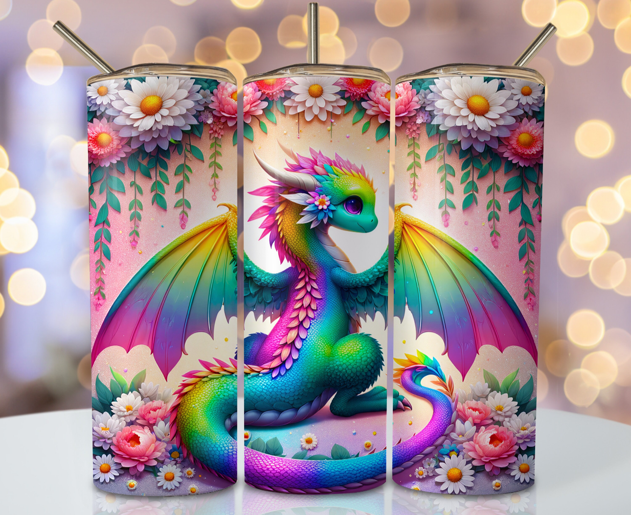 20oz tumbler - Rainbow dragon