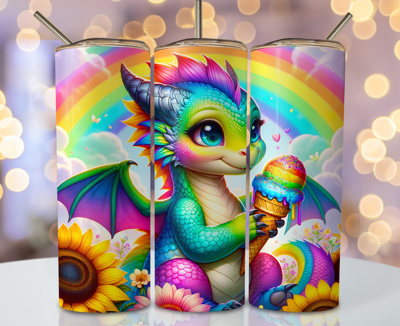 20oz tumbler - Rainbow dragon 2