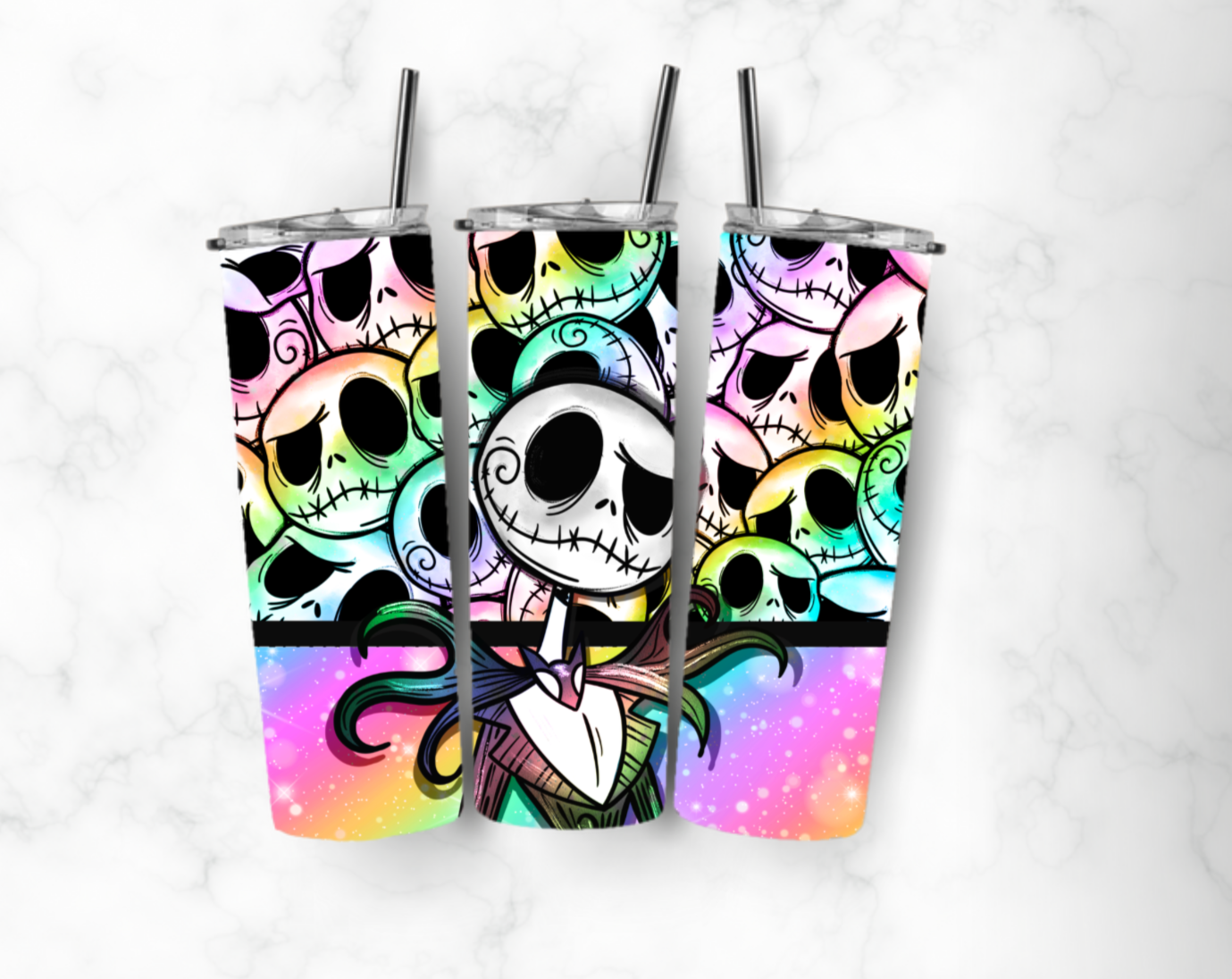 Rainbow skulls Tumbler only!!