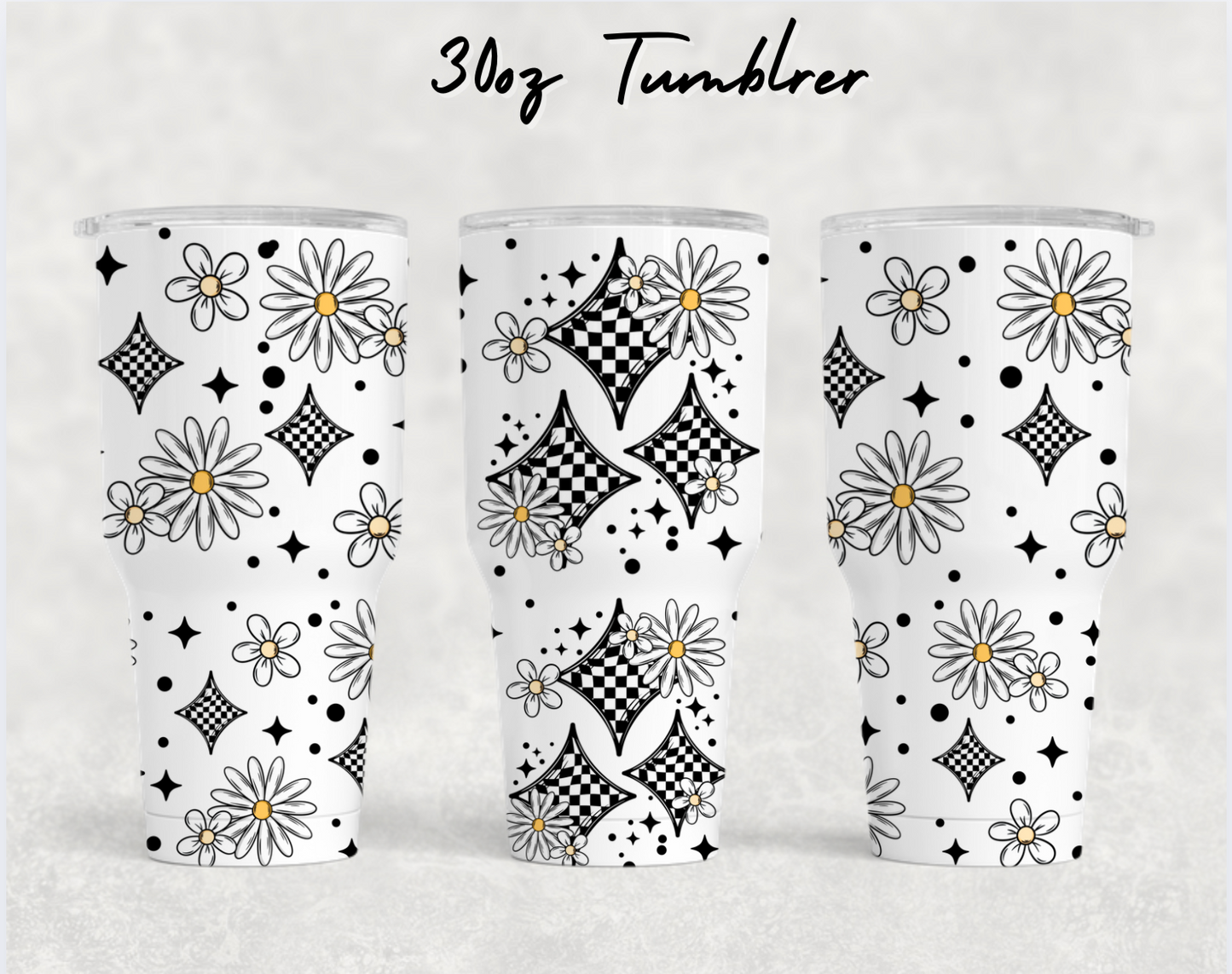 30oz NEW Tumblers- Checkered print florals