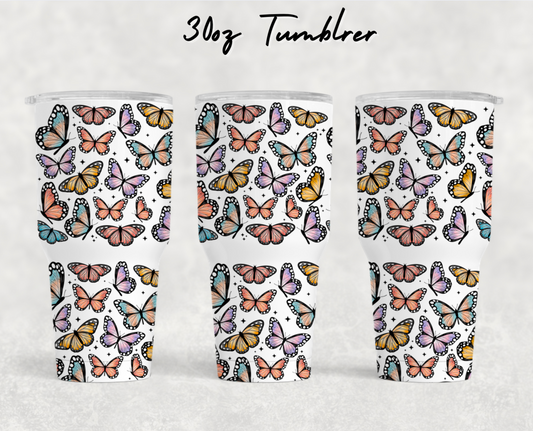 30oz NEW Tumblers - Retro butterflies