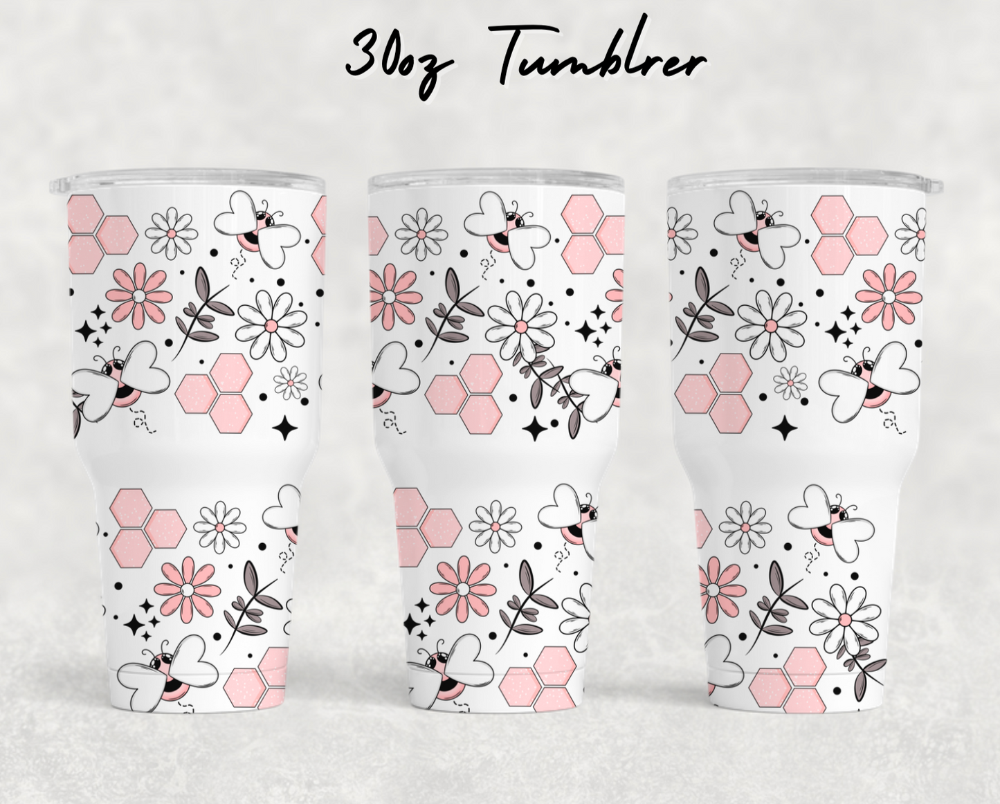 30oz NEW Tumblers - Pink bees