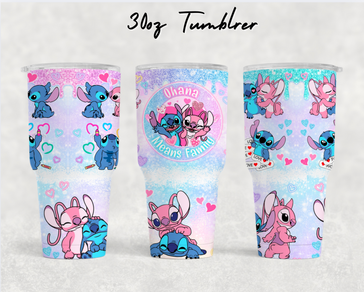 30oz NEW Tumblers - Pink & Blue drip