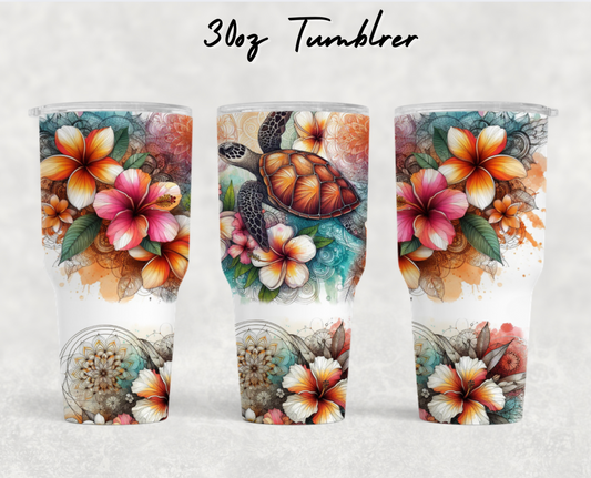 30oz NEW Tumblers - Turtle frangipani