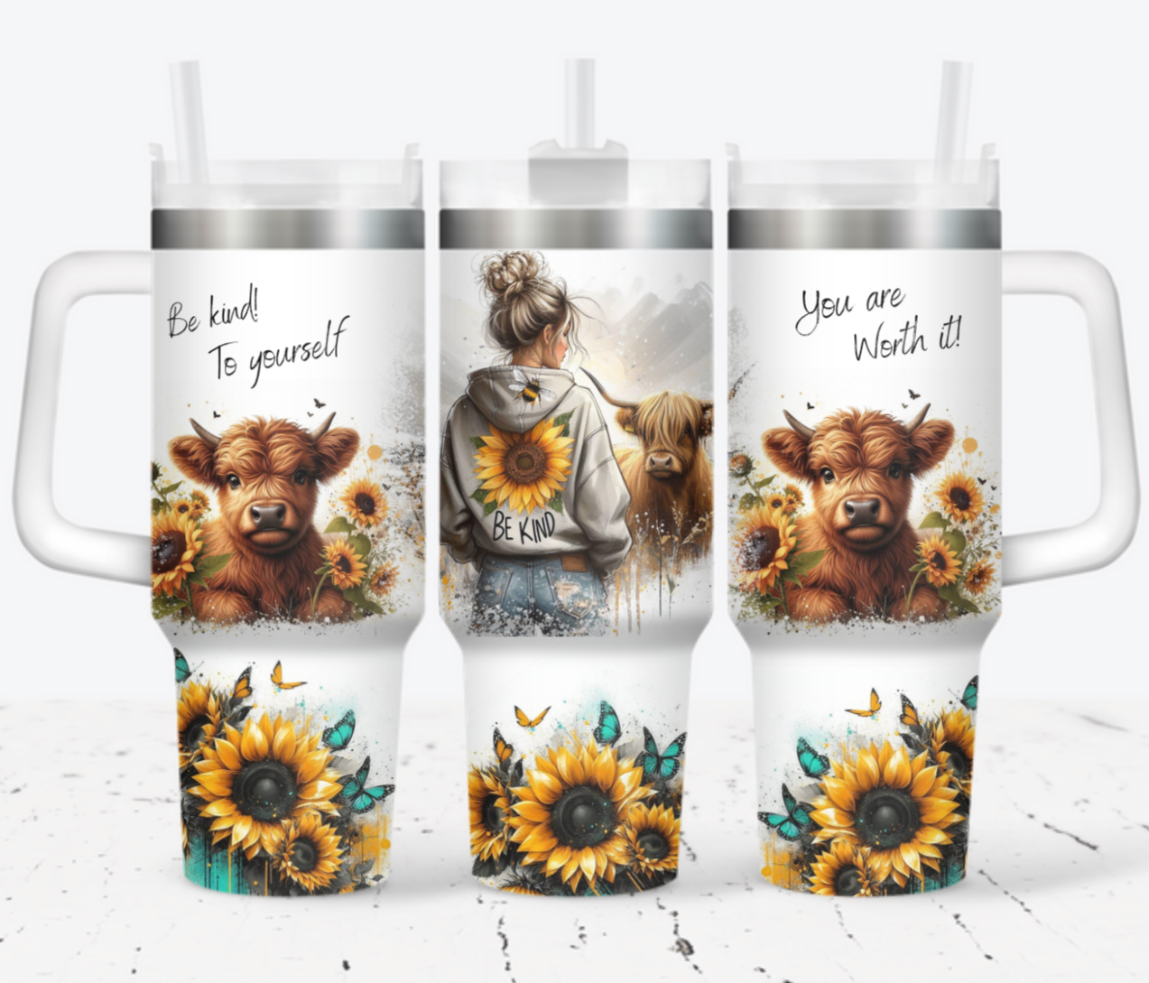 40oz Tumbler  - Be kind to yourself 2