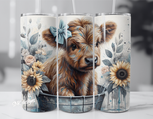 Tumbler only! - Blue highland cow in a tub