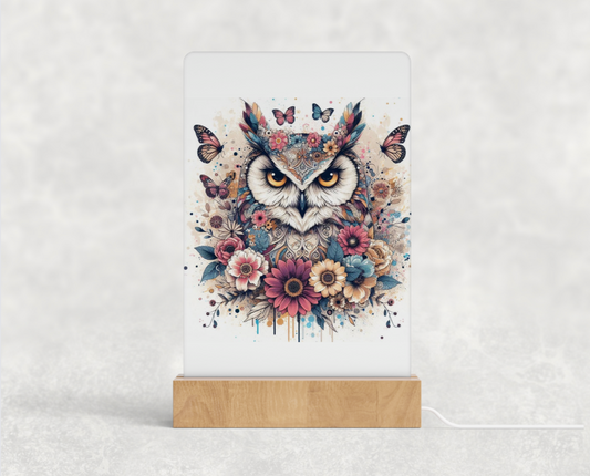 LED acrylic light stand - Boho owl