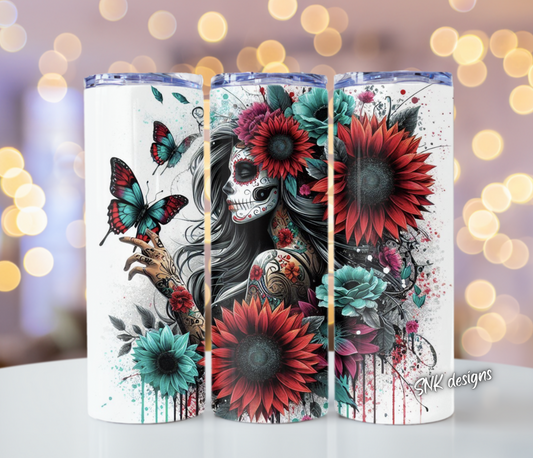 Tumbler only!! - Red sugar skulls