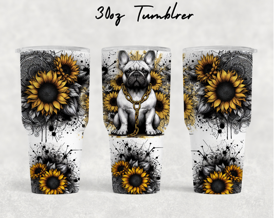 30oz NEW Tumblers - Yellow sunflower Frenchie