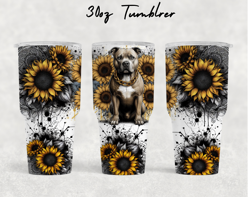 30oz NEW Tumblers - Yellow sunflower staffy