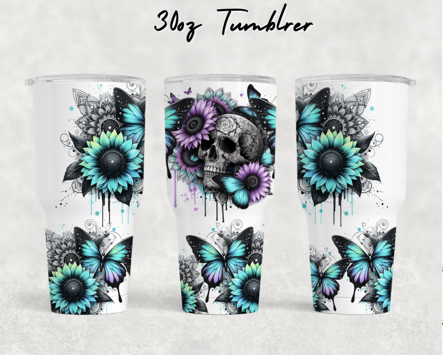 30oz NEW Tumblers - Floral skull & Butterflies