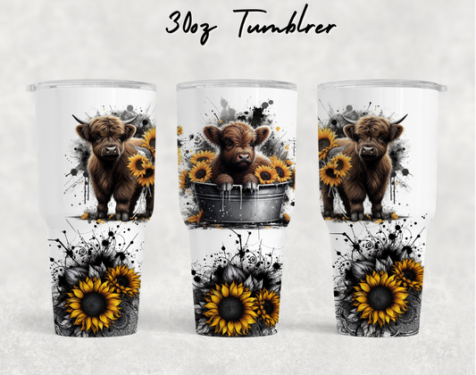 30oz NEW Tumblers - Yellow sunflower cows