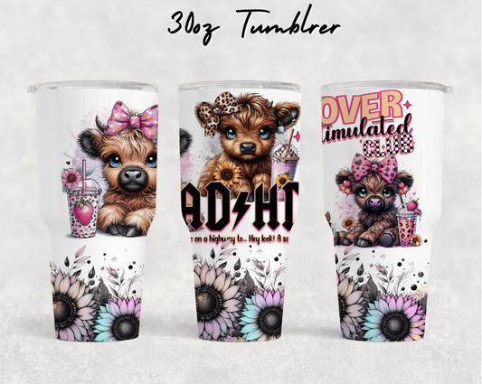 30oz NEW Tumblers - Pink ADHD Cute cows