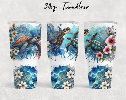 30oz NEW Tumblers - Ocean blue turtle