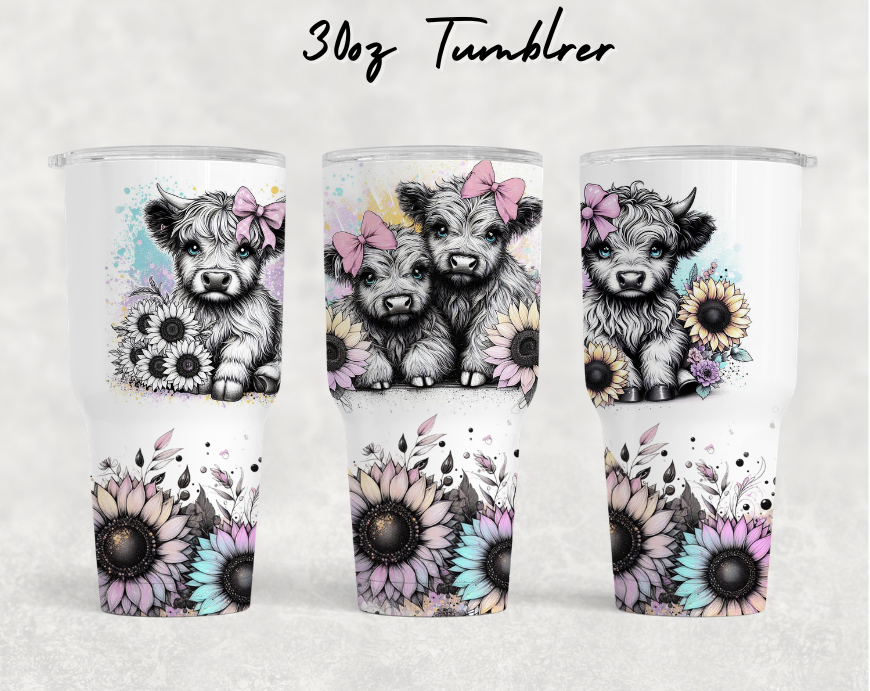 30oz NEW Tumblers - Pink floral cows