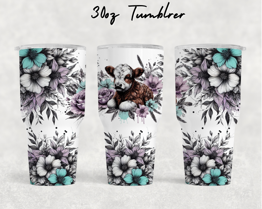 30oz NEW Tumblers - Purple floral calf