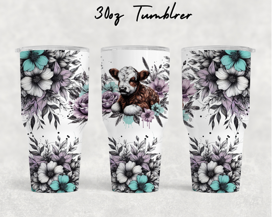 30oz NEW Tumblers - Purple floral calf