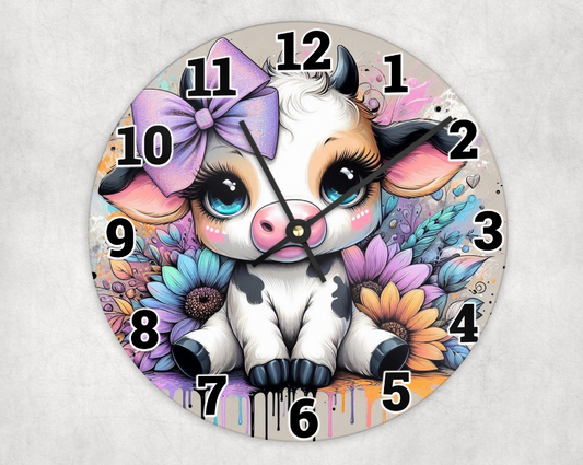 Wooden clock - Cute baby cow