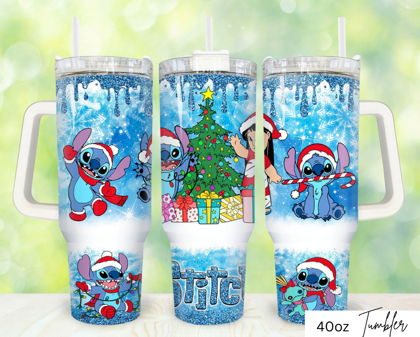 Christmas 40oz tumbler - Christmas Blue drip