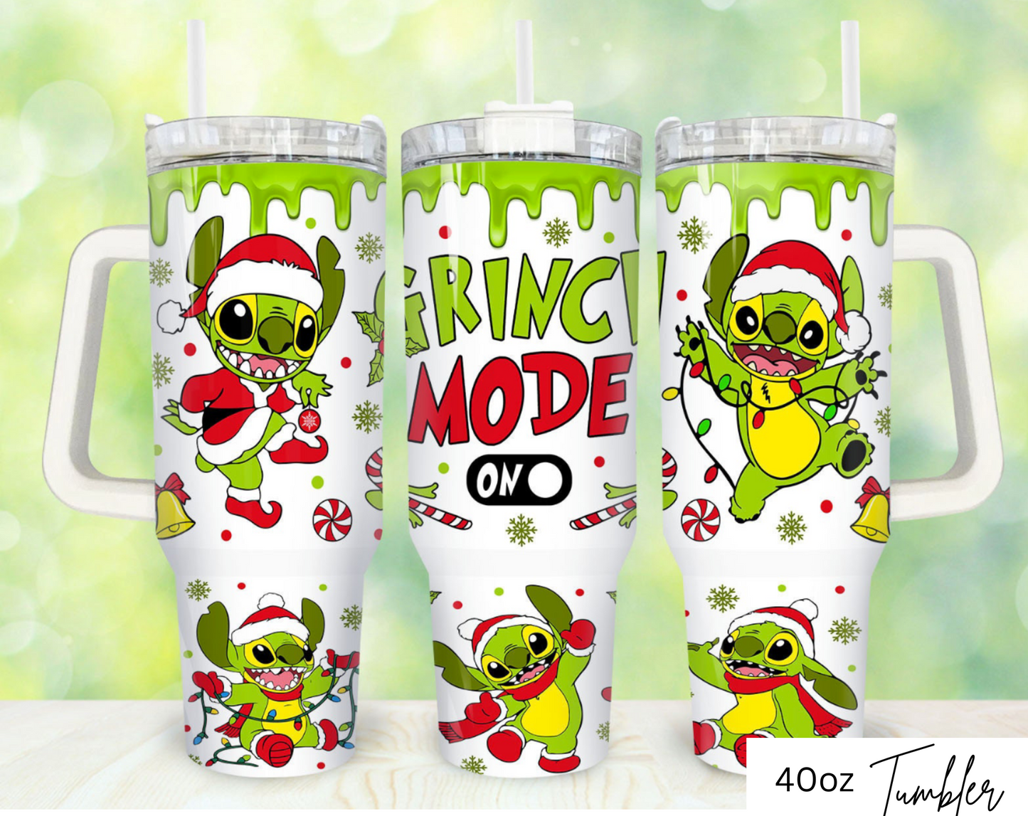 Christmas 40oz tumbler - Christmas Green drip