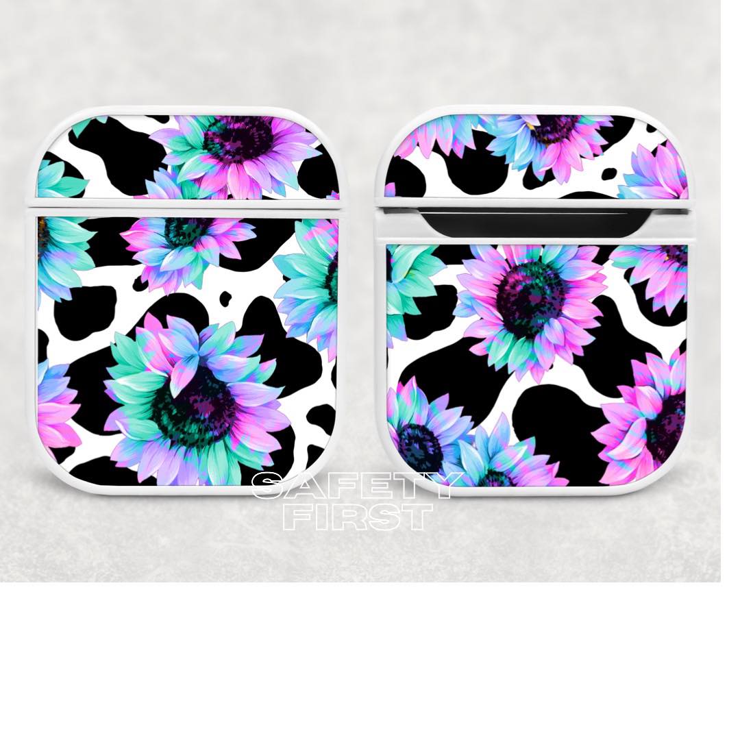 Air pod case - Rainbow sunflower/cow print