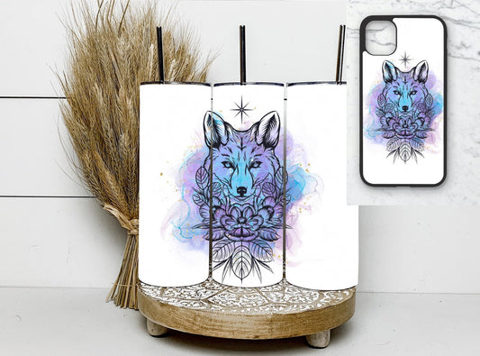 Mega matching bundle!! Blue watercolor wolf