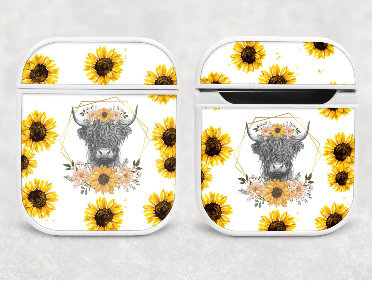 Air pod case - Yellow sunflower highland cow