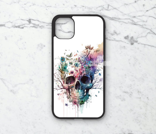 Phone case only!! Watercolor floral skull