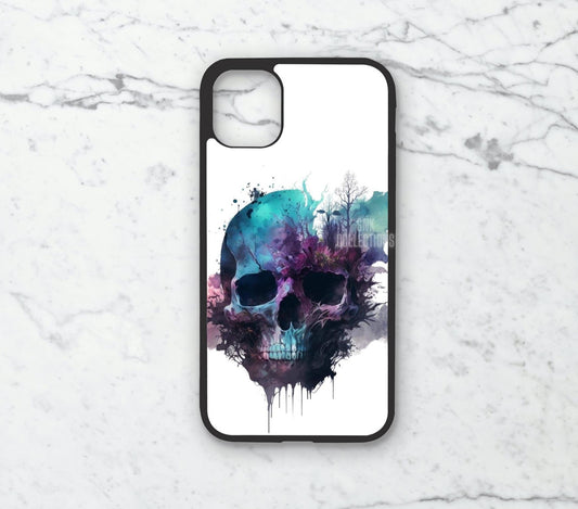 Phone case only!! Dark watercolor gothic skull