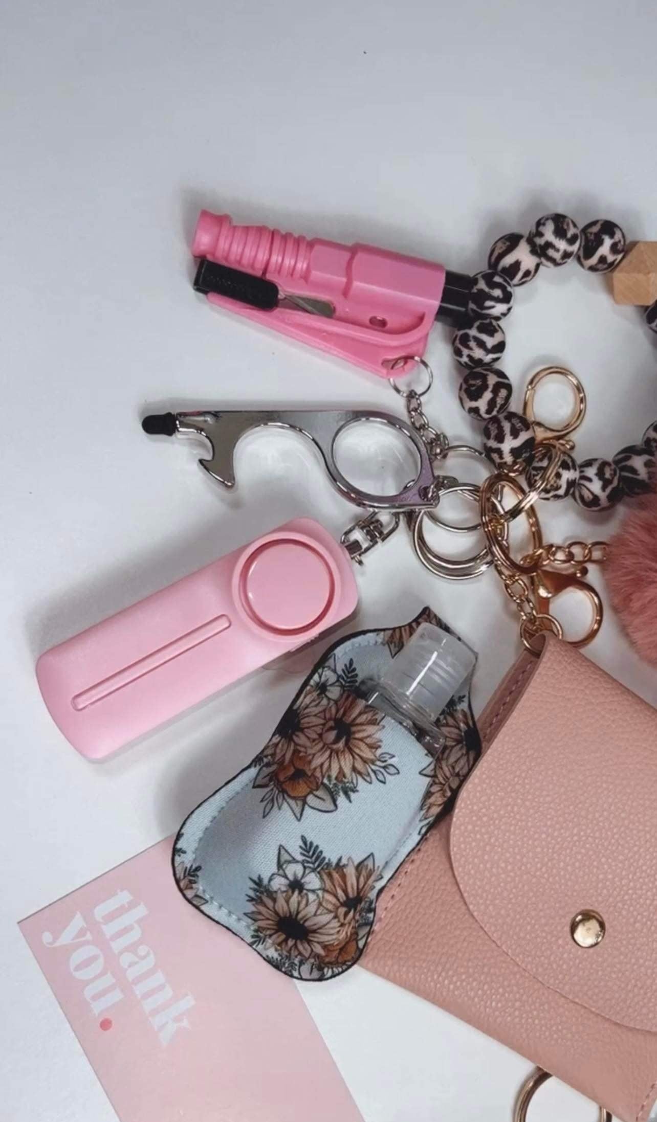 NEW blush pink cheetah WALLET Keychain