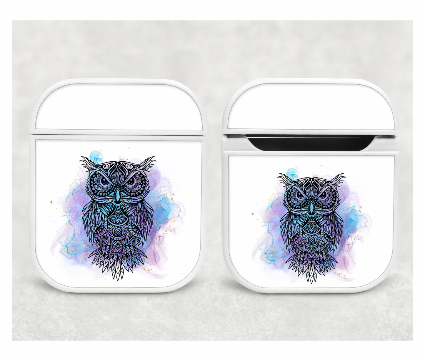 Air pod case - Blue watercolor owl