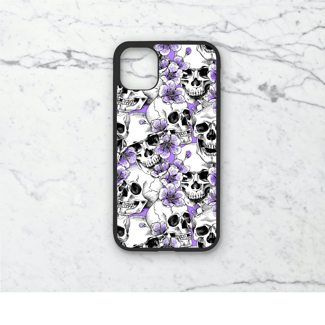 Phone case only!! Purple floral skull