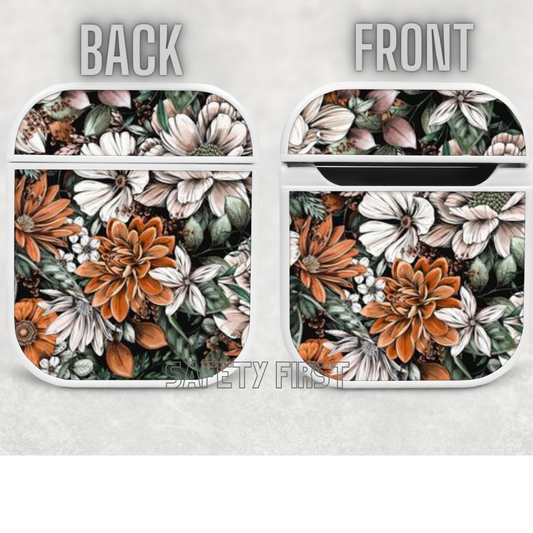 Air pod case -White and green floral