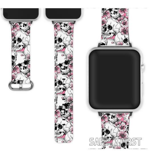 Floral pink skulls Apple watch wristband