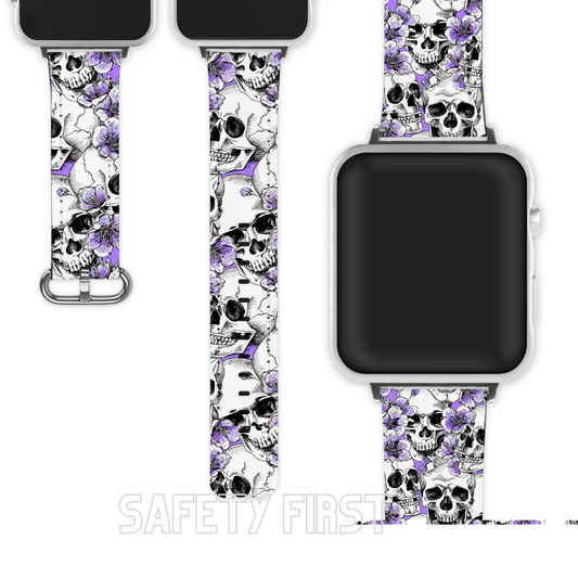 Purple floral skull Apple Watch wristband
