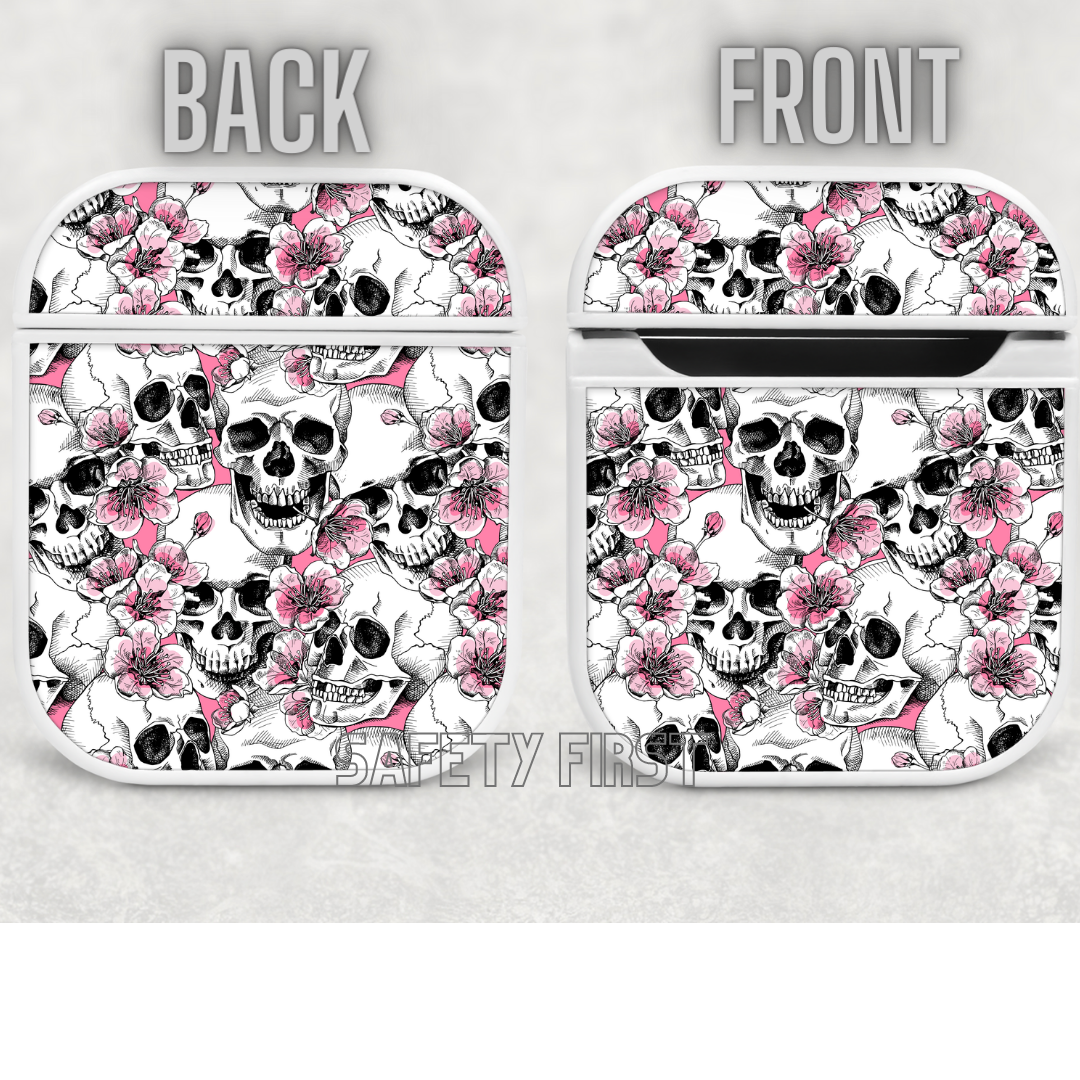 Air pod case - Floral pink skull