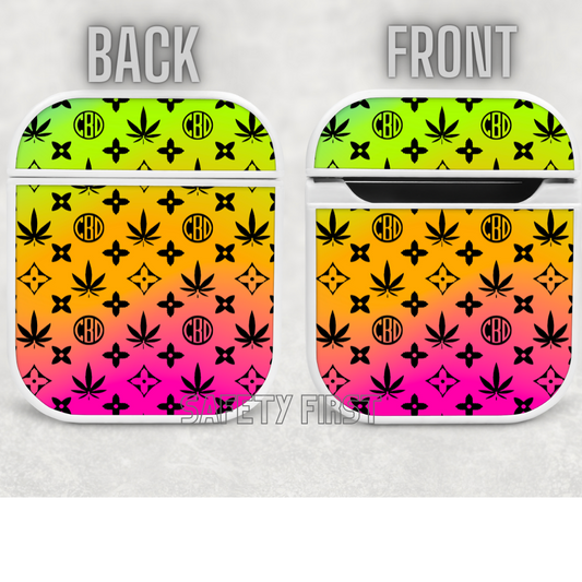 Air pod case -Neon weed leaves