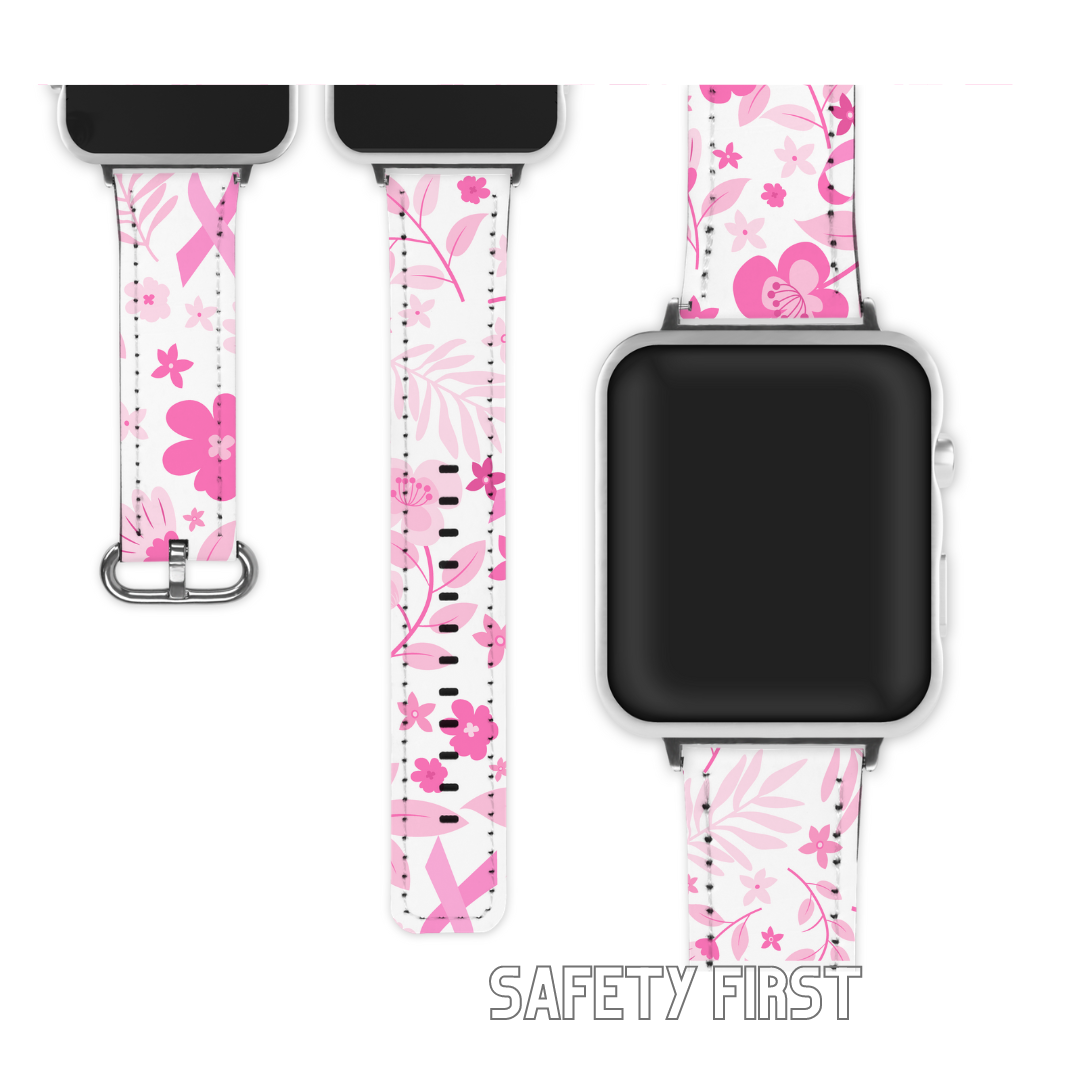 Breast cancer awareness floral Apple Watch wristband